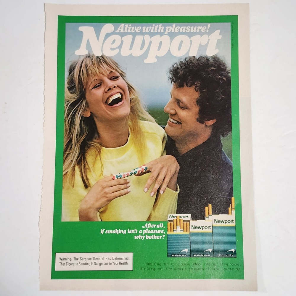 Vintage Print Ad Newport cigarettes couple model clipping 1983 8x10.5